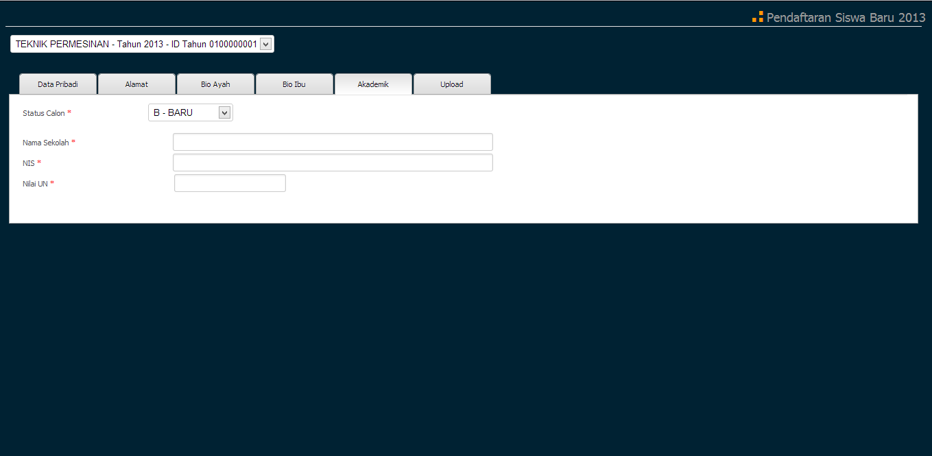 Gambar Form PSB Online Di Tab Data Akademik
