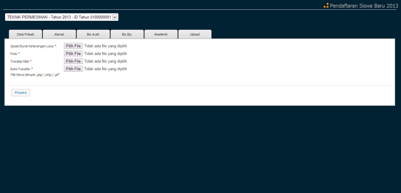 PSB Online Form Pendaftaran di Tab Upload